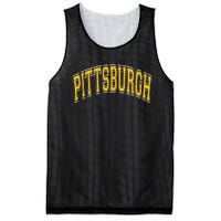 Pittsburgh Pennsylvania PA Varsity Style Amber Text Mesh Reversible Basketball Jersey Tank