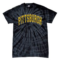 Pittsburgh Pennsylvania PA Varsity Style Amber Text Tie-Dye T-Shirt