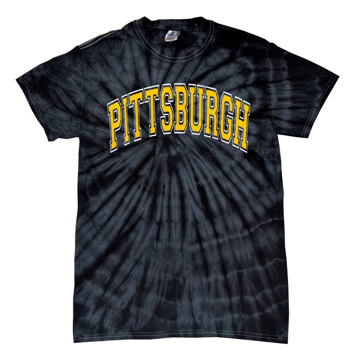 Pittsburgh Pennsylvania PA Varsity Style Amber Text Tie-Dye T-Shirt