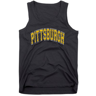 Pittsburgh Pennsylvania PA Varsity Style Amber Text Tank Top