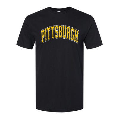 Pittsburgh Pennsylvania PA Varsity Style Amber Text Softstyle CVC T-Shirt