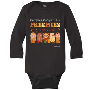 Pacifiers Pumpkins & Preemies Neonatal Nicu Nurse Halloween Baby Long Sleeve Bodysuit