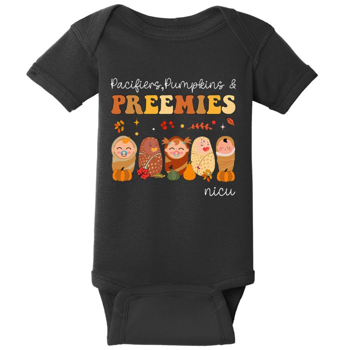 Pacifiers Pumpkins & Preemies Neonatal Nicu Nurse Halloween Baby Bodysuit