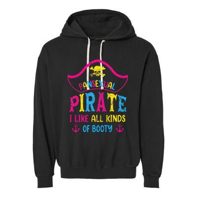 Pansexual Pride Pirate Lgbtq Month Pans Flag Colors Garment-Dyed Fleece Hoodie