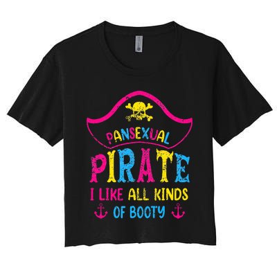 Pansexual Pride Pirate Lgbtq Month Pans Flag Colors Women's Crop Top Tee