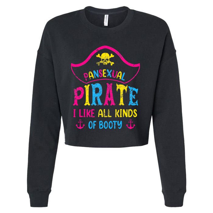 Pansexual Pride Pirate Lgbtq Month Pans Flag Colors Cropped Pullover Crew