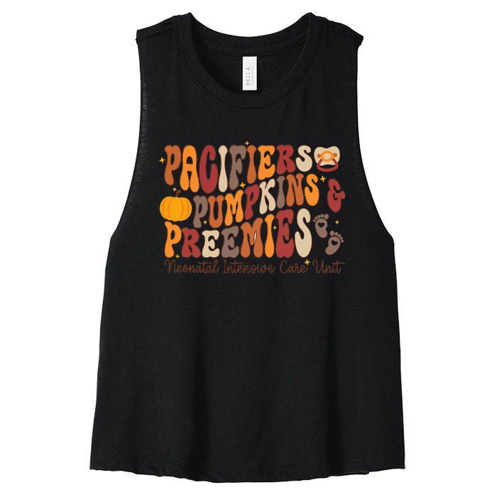 Pacifiers Pumpkins Preemies Thanksgiving Nicu Nurse Women's Racerback Cropped Tank