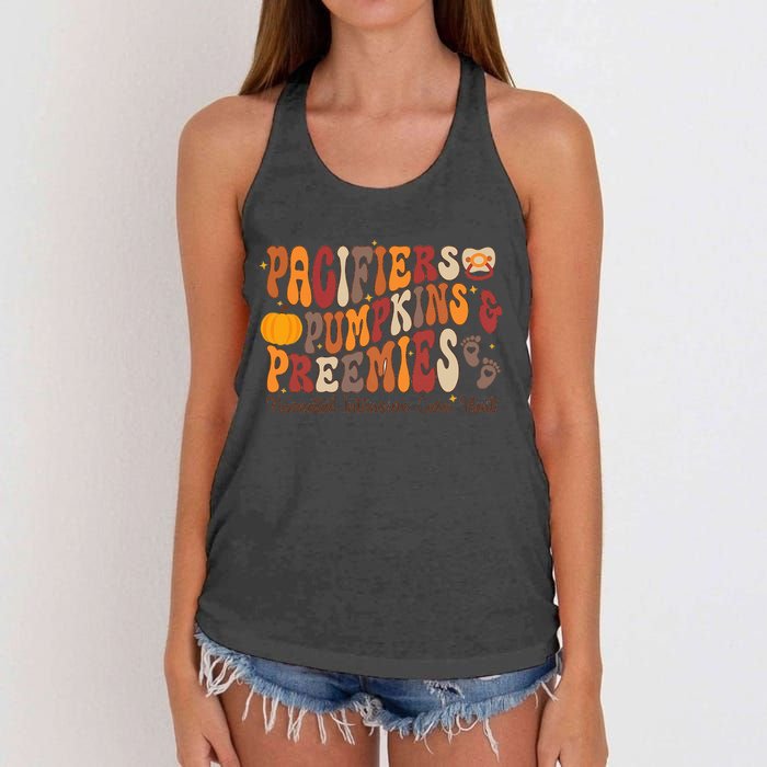 Pacifiers Pumpkins Preemies Thanksgiving Nicu Nurse Women's Knotted Racerback Tank