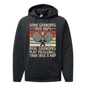 Pickleball Player Pickleball Lovers Funny Pickleball Grandpa Performance Fleece Hoodie