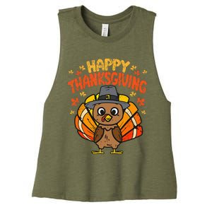 Pugkin Pug Pumpkin Halloween Thanksgiving Dog Women's Racerback Cropped Tank