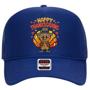 Pugkin Pug Pumpkin Halloween Thanksgiving Dog High Crown Mesh Back Trucker Hat