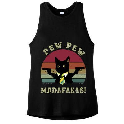 Peww Pew Pew Peww Madafakas Vintage Cat Lover Ladies PosiCharge Tri-Blend Wicking Tank