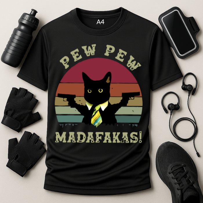 Peww Pew Pew Peww Madafakas Vintage Cat Lover Performance Shirt