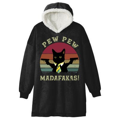 Peww Pew Pew Peww Madafakas Vintage Cat Lover Hooded Wearable Blanket