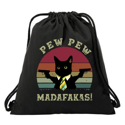 Peww Pew Pew Peww Madafakas Vintage Cat Lover Drawstring Bag