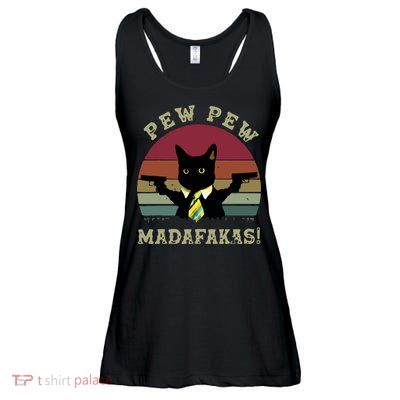 Peww Pew Pew Peww Madafakas Vintage Cat Lover Ladies Essential Flowy Tank