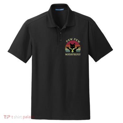 Peww Pew Pew Peww Madafakas Vintage Cat Lover Dry Zone Grid Polo