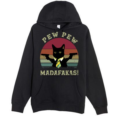 Peww Pew Pew Peww Madafakas Vintage Cat Lover Premium Pullover Hoodie