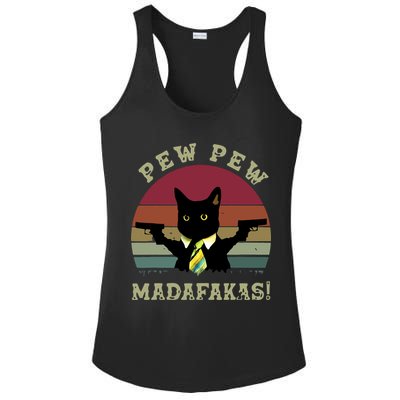 Peww Pew Pew Peww Madafakas Vintage Cat Lover Ladies PosiCharge Competitor Racerback Tank