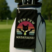 Peww Pew Pew Peww Madafakas Vintage Cat Lover Golf Towel
