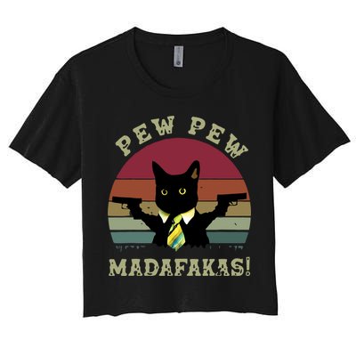 Peww Pew Pew Peww Madafakas Vintage Cat Lover Crop Top