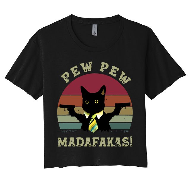 Peww Pew Pew Peww Madafakas Vintage Cat Lover Crop Top