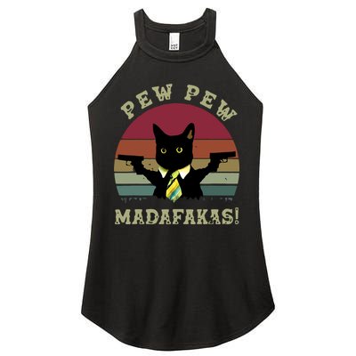 Peww Pew Pew Peww Madafakas Vintage Cat Lover Women's Perfect Tri Rocker Tank