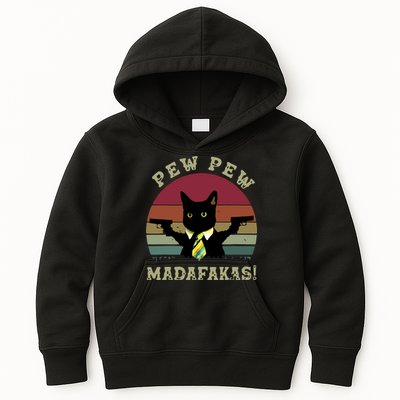 Peww Pew Pew Peww Madafakas Vintage Cat Lover Kids Hoodie