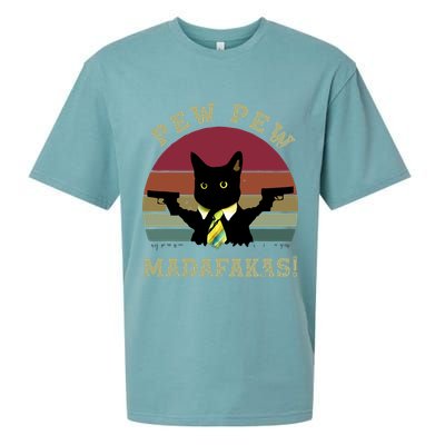 Peww Pew Pew Peww Madafakas Vintage Cat Lover Sueded Cloud Jersey T-Shirt