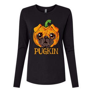 Pugkin Pug Pumpkin Halloween Thanksgiving Women Dog Womens Cotton Relaxed Long Sleeve T-Shirt