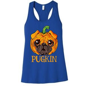 Pugkin Pug Pumpkin Halloween Thanksgiving Women Dog Women's Racerback Tank