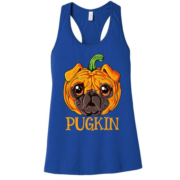 Pugkin Pug Pumpkin Halloween Thanksgiving Women Dog Women's Racerback Tank