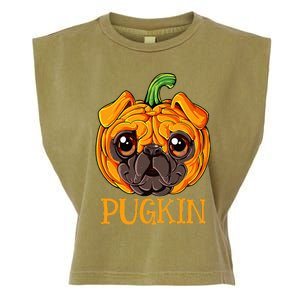 Pugkin Pug Pumpkin Halloween Thanksgiving Women Dog Garment-Dyed Women's Muscle Tee