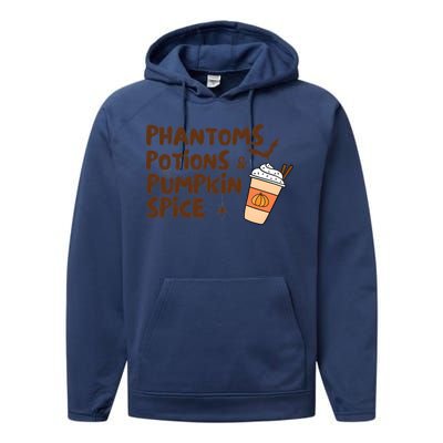 Phantoms Potions Pumpkin Spice Cute Halloween Drink Pumpkin Performance Fleece Hoodie