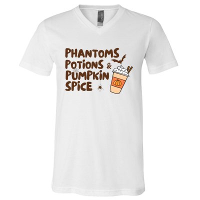 Phantoms Potions Pumpkin Spice Cute Halloween Drink Pumpkin V-Neck T-Shirt