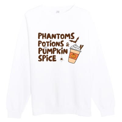 Phantoms Potions Pumpkin Spice Cute Halloween Drink Pumpkin Premium Crewneck Sweatshirt