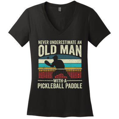 Pickleball Paddle Pickle Ball Player Women's V-Neck T-Shirt