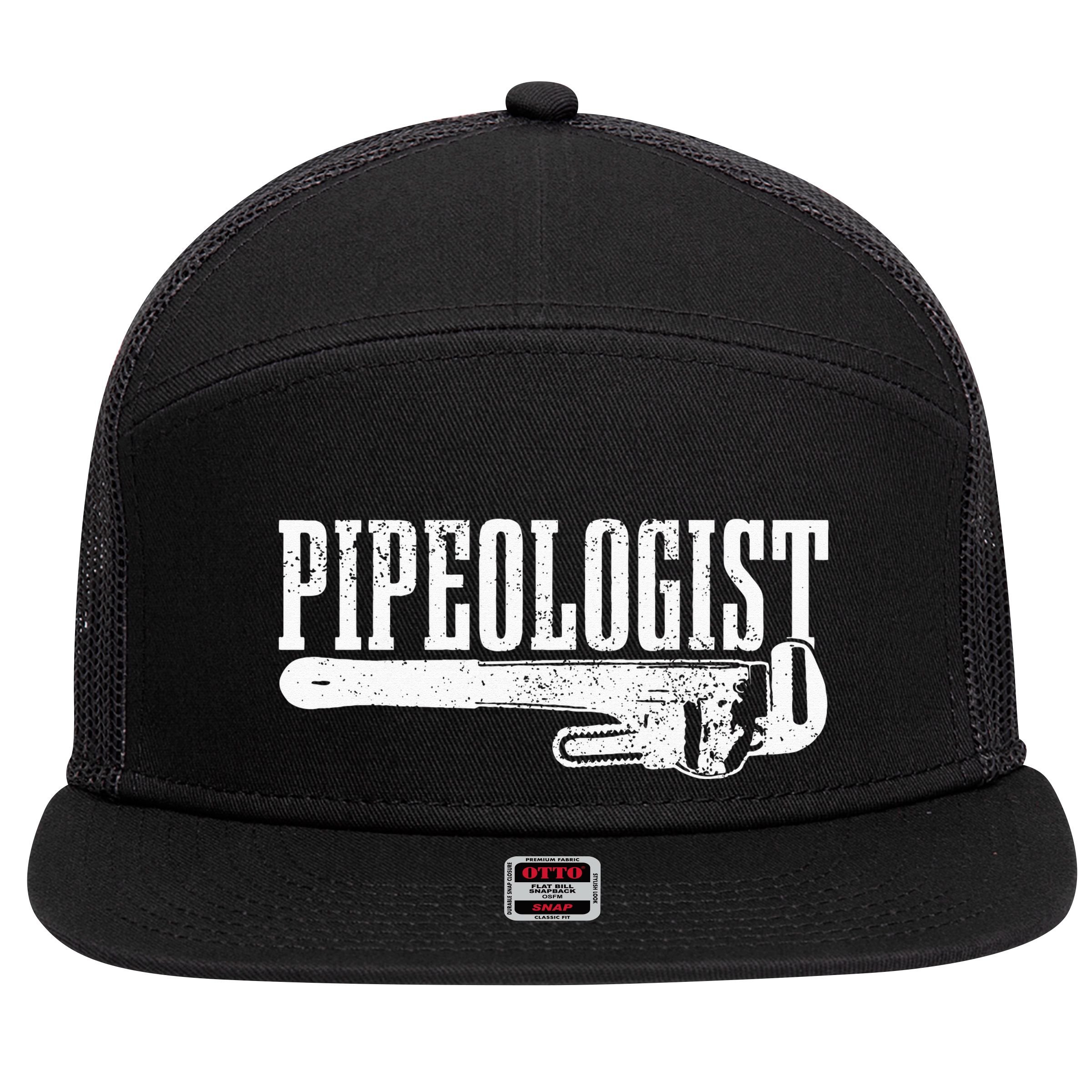 Plumber Pipeologist Plumbing Funny Plumber 7 Panel Mesh Trucker Snapback Hat
