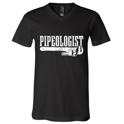 Plumber Pipeologist Plumbing Funny Plumber V-Neck T-Shirt