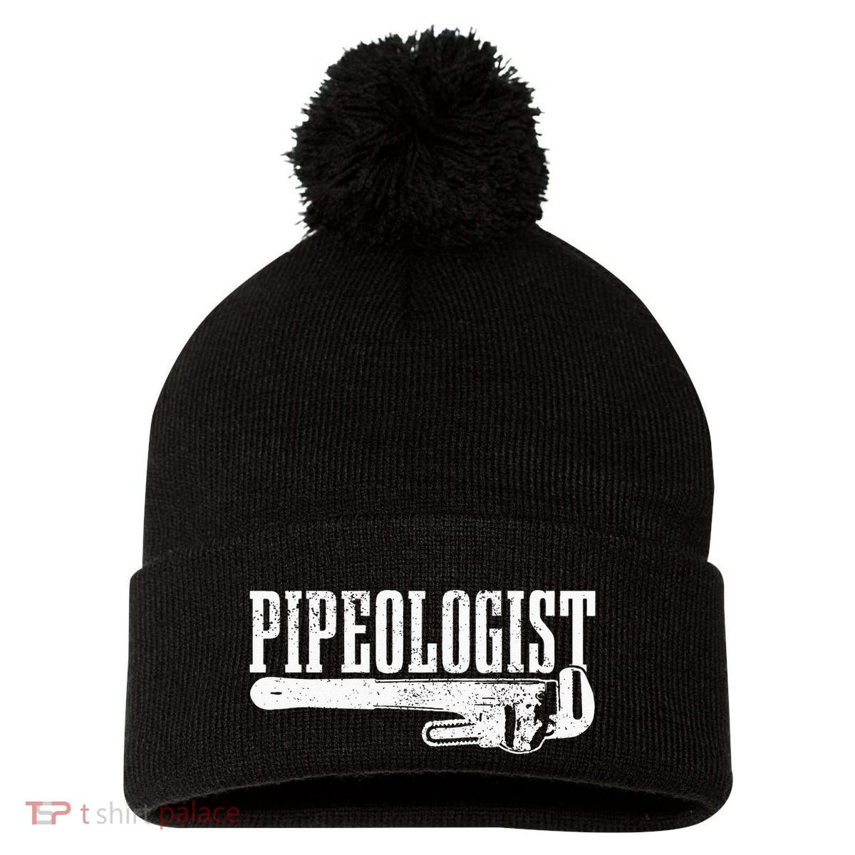 Plumber Pipeologist Plumbing Funny Plumber Pom Pom 12in Knit Beanie