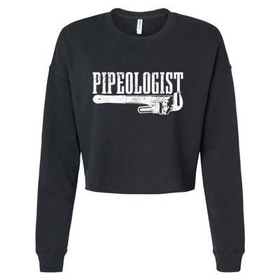 Plumber Pipeologist Plumbing Funny Plumber Cropped Pullover Crew