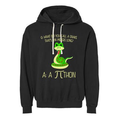 Python Pithon Pi Symbol Funny Math Teacher Garment-Dyed Fleece Hoodie