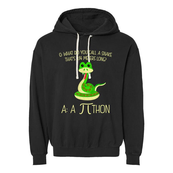 Python Pithon Pi Symbol Funny Math Teacher Garment-Dyed Fleece Hoodie