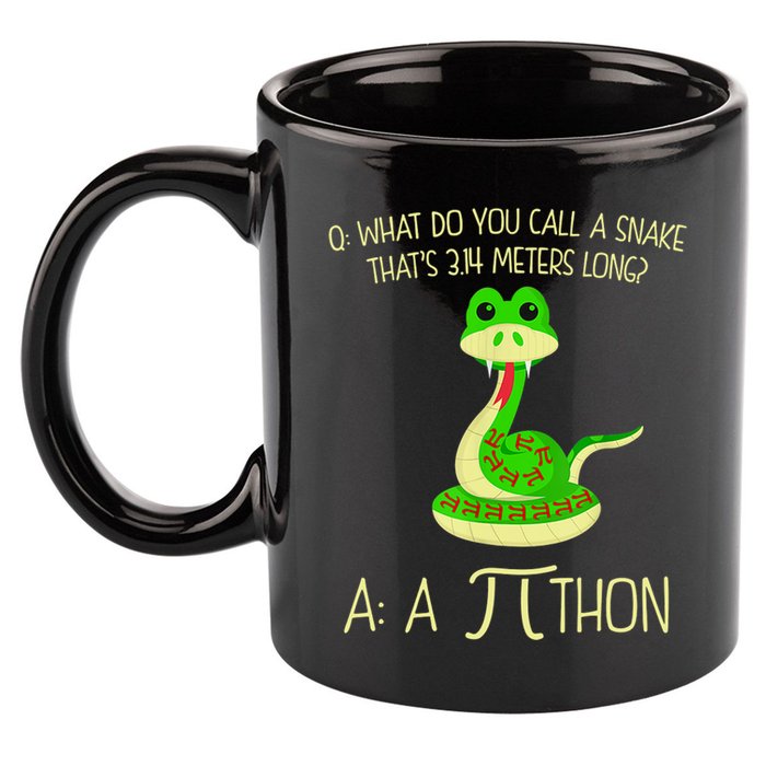 Python Pithon Pi Symbol Funny Math Teacher 11oz C Handle Ceramic Mug
