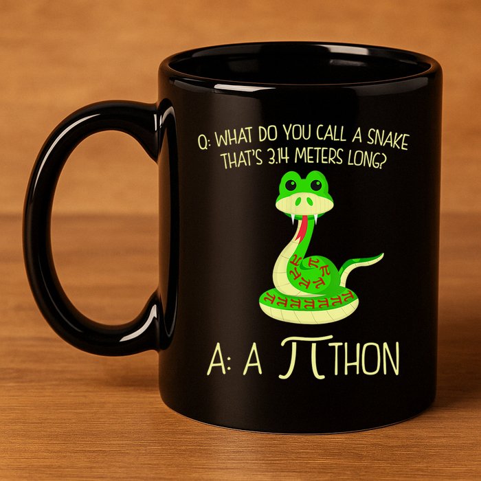 Python Pithon Pi Symbol Funny Math Teacher 11oz C Handle Ceramic Mug