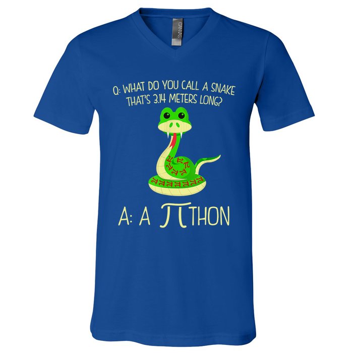 Python Pithon Pi Symbol Funny Math Teacher V-Neck T-Shirt