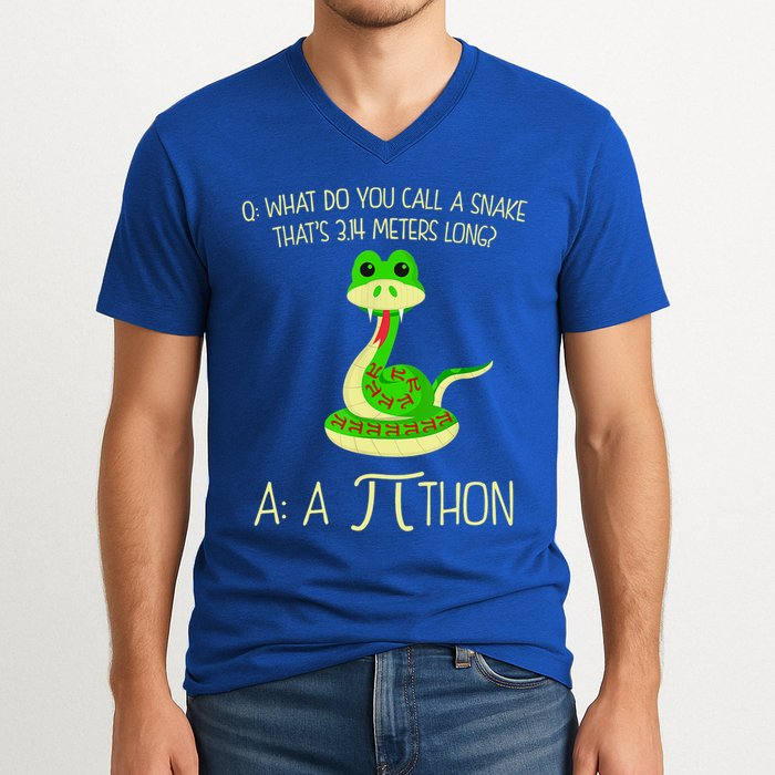 Python Pithon Pi Symbol Funny Math Teacher V-Neck T-Shirt