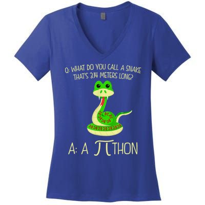 Python Pithon Pi Symbol Funny Math Teacher Women's V-Neck T-Shirt