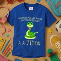 Python Pithon Pi Symbol Funny Math Teacher Kids T-Shirt
