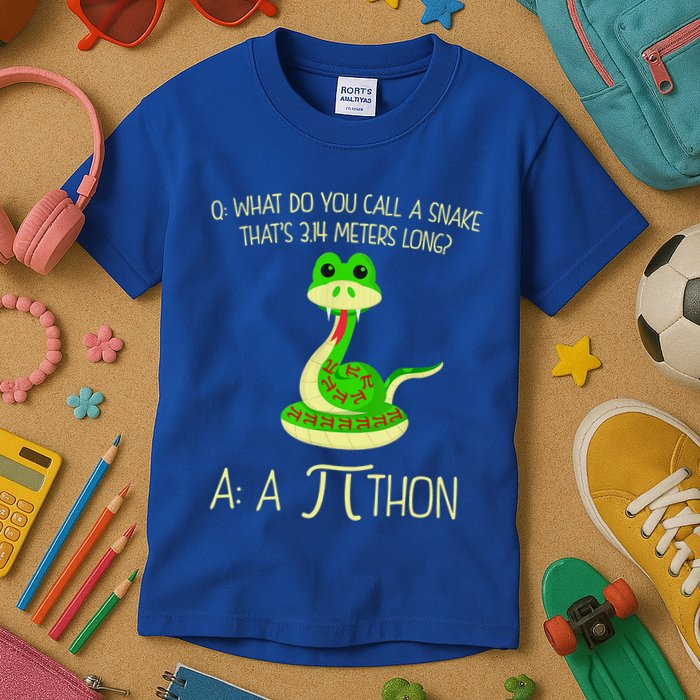 Python Pithon Pi Symbol Funny Math Teacher Kids T-Shirt